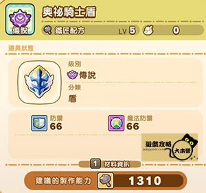 《奇幻生活 i:轉圈圈的龍和偷取時間的少女》神秘石板配方全分享-奧秘騎士盾