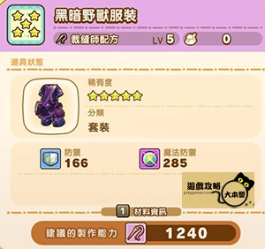 《奇幻生活 i:轉圈圈的龍和偷取時間的少女》神秘石板配方全分享-黑暗野獸服裝