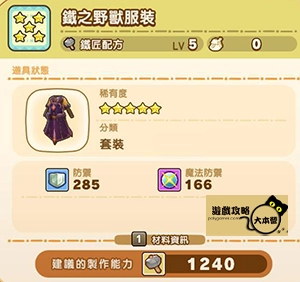 《奇幻生活 i:轉圈圈的龍和偷取時間的少女》神秘石板配方全分享-鐵之野獸服裝