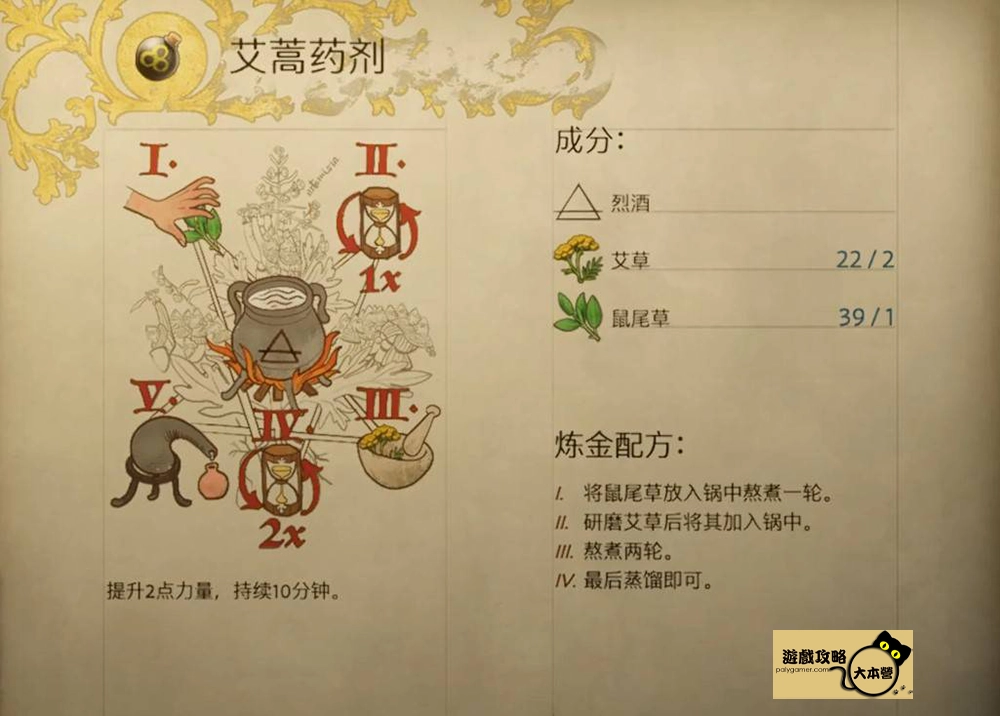 《天國 : 拯救2 / 天國降臨：救贖2》煉金配方一覽：艾蒿藥劑（力量） (Kingdom Come: Deliverance 2)