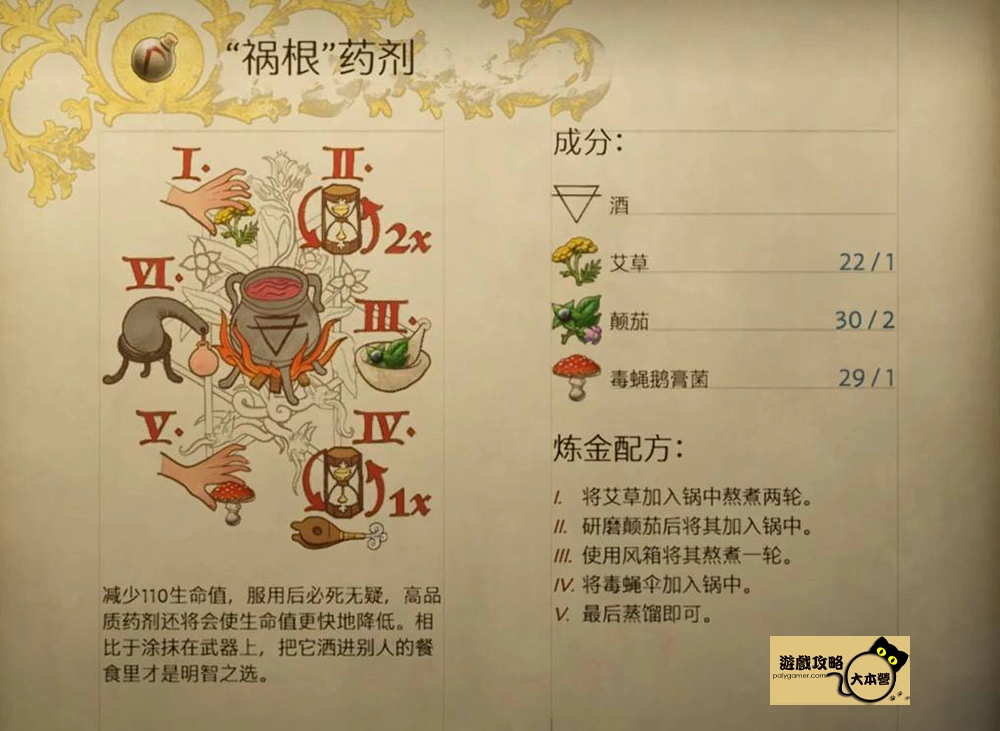 《天國 : 拯救2 / 天國降臨:救贖2》煉金配方一覽:禍根藥劑(毒藥) (Kingdom Come: Deliverance 2)